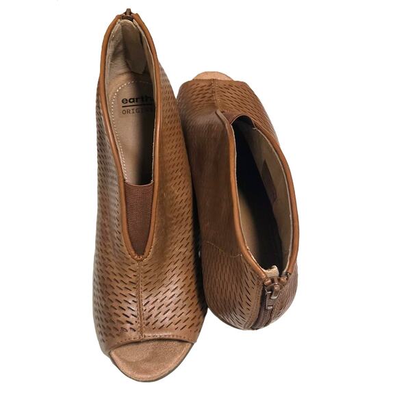 Earth Origins Nubuck Alpaca Chataigne Leather Peep-Toe Carlon Carmen Booties 8.5 - Picture 5 of 8